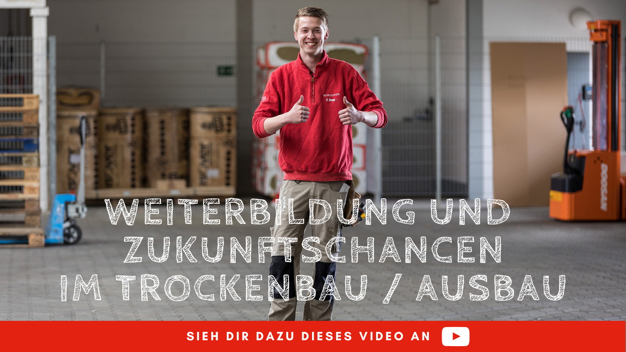 Weiterbildung und Zukunftschancen - Foto zeigt einen Trockenbauer mit Daumen hoch.